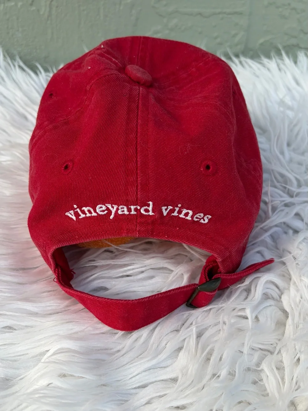 Vineyard Vines Kids Red Cap with American Flag Whale Patch